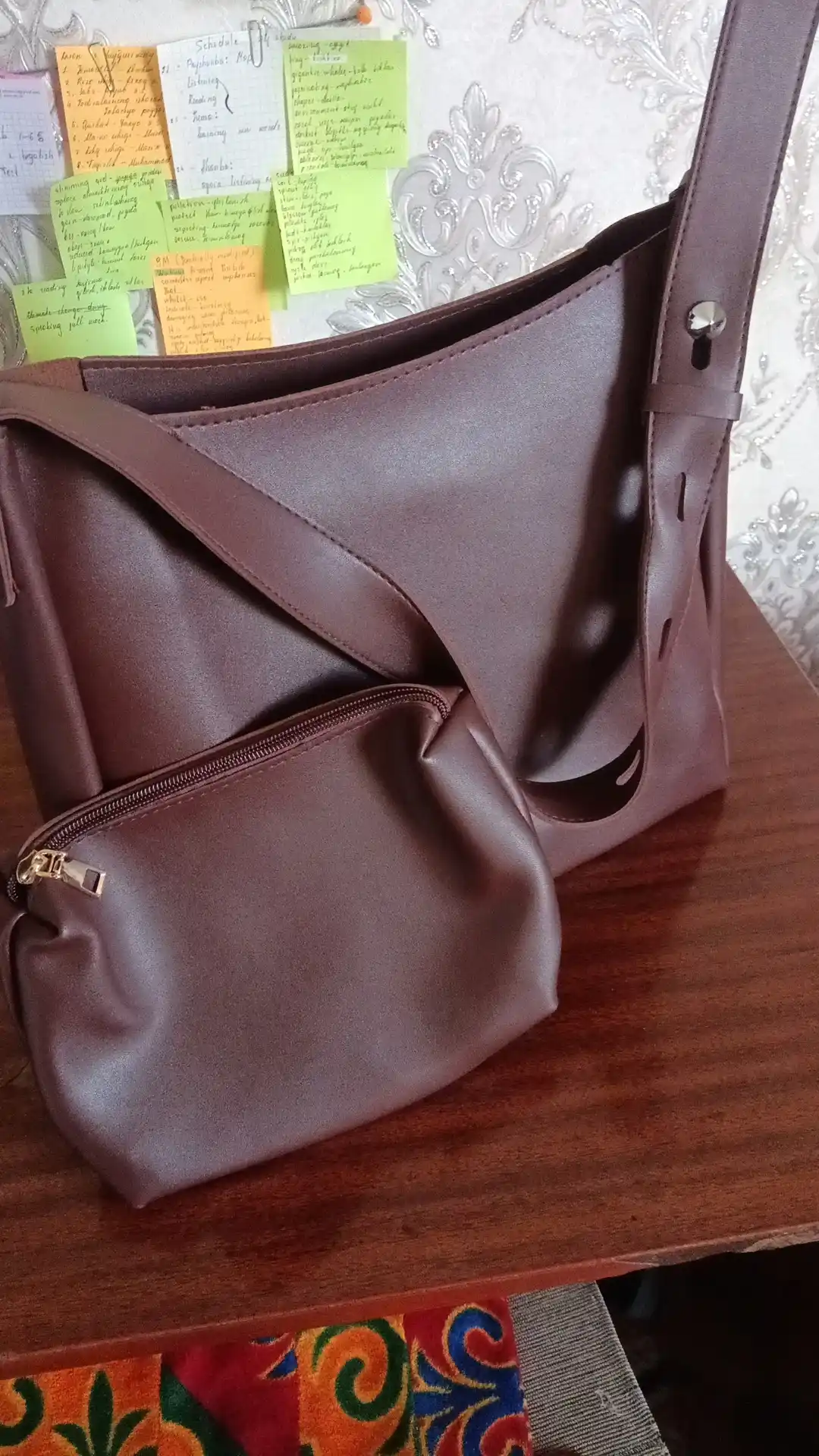 Sumka ayollar uchun 2 tasi 1 da, yelkama katta shopper-kosmetik sumka, eco teridan