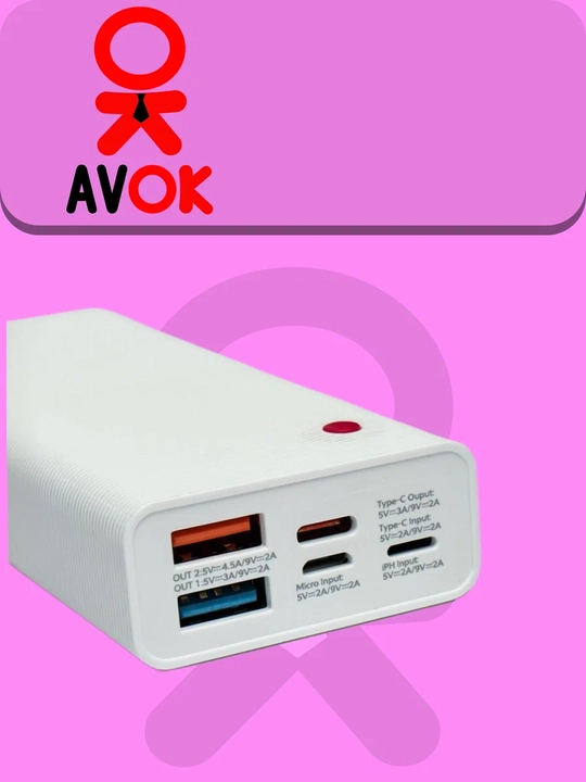 Remax RPP-9 tashqi batareyasi, 10000 mA/soat, 2×USB, Micro USB/Type-C/Lightning, oq
