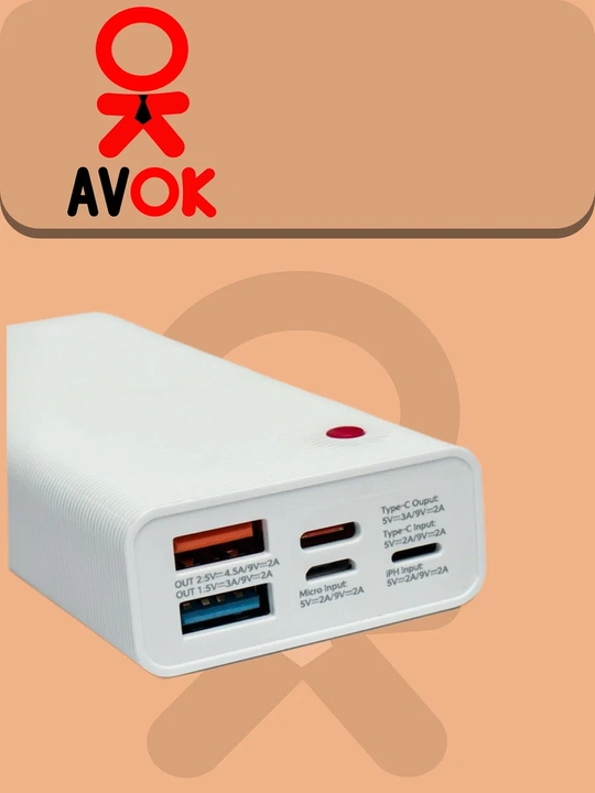 Remax RPP-9 tashqi batareyasi, 10000 mA/soat, 2×USB, Micro USB/Type-C/Lightning, oq