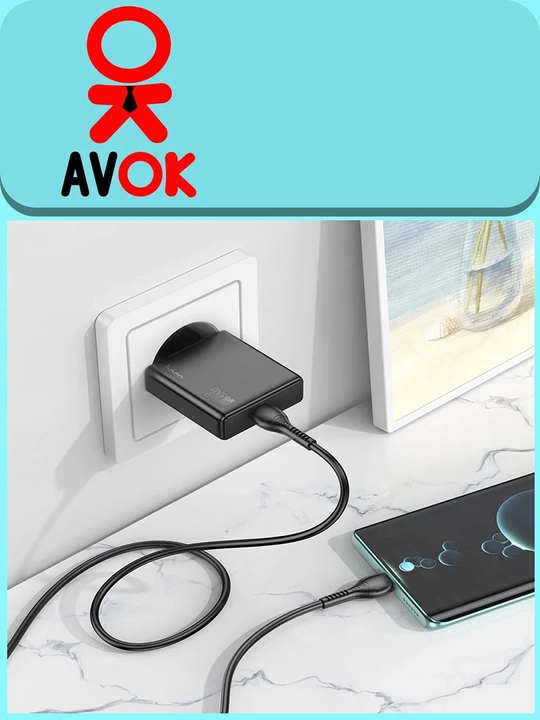 N37 Delgado tarmoq zaryadlash moslamasi, PD20W, Type-C, EU shtekeri, qora, 1 m kabel bilan