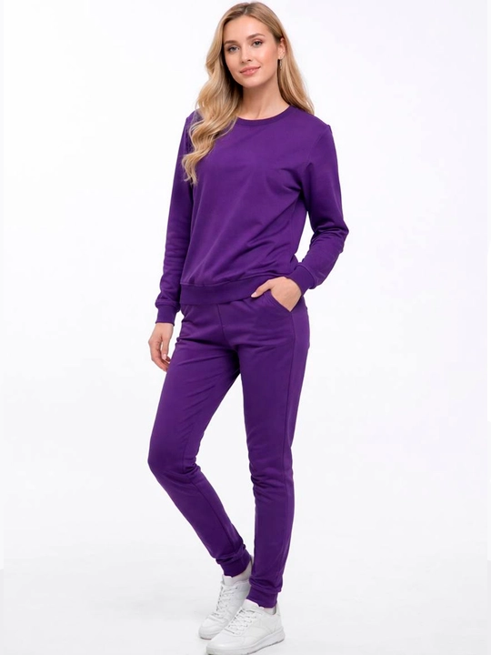 Ayollar sport kostyumi paxta 80% binafsha rang keng fason sport kostyum - 