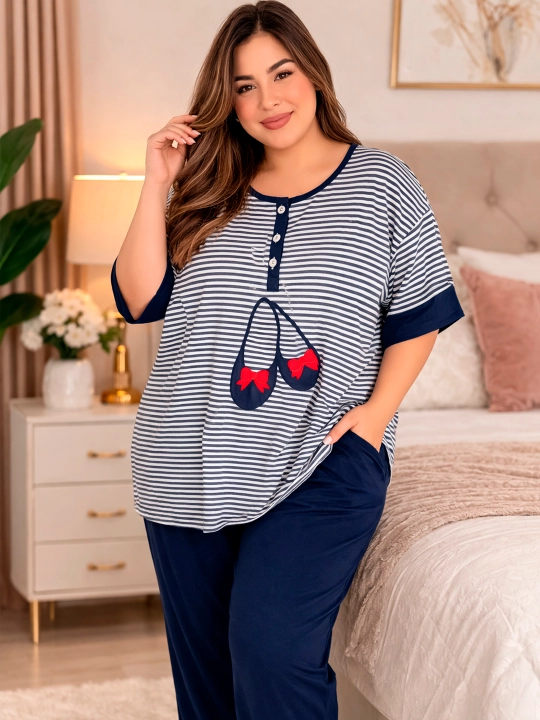 Katta o‘lchamli, uyda va uxlash uchun qulay pijama, standart, 62, 64, 66