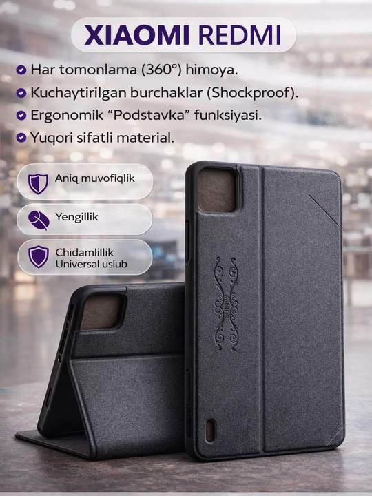 Xiaomi, Redmi planshetlar uchun Bluetooth klaviatura + g‘ilof + sichqoncha (RU+EN) - 