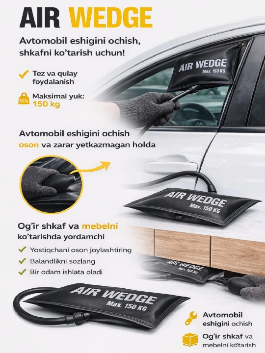 Avtomobil eshigini ochish uchun havo yostig'i - 