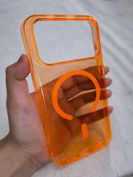 Прозрачный чехол MagSafe для iPhone 17 Pro / Pro Max Orange - 