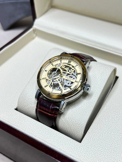 Мужские часы Patek Philippe, механика, классический, с кожаным ремешком, в подарочной коробке — WATCHOZ-PATEKPHILIPPE5-ГОРЧИЧ