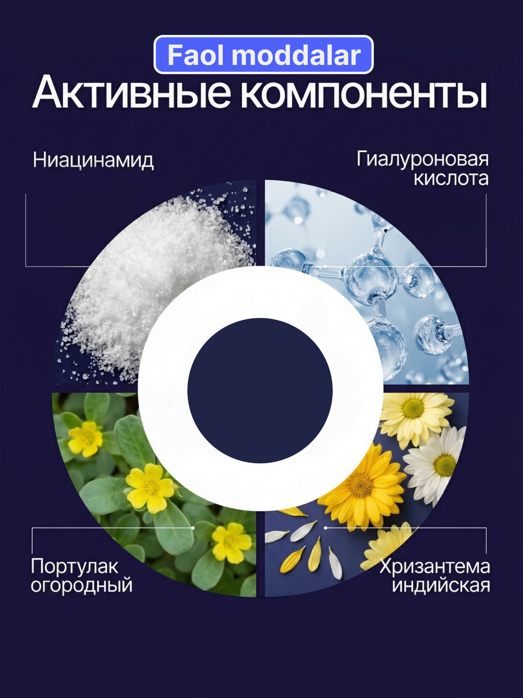 ZODIAC yuz uchun zardob, serum, gialuron kislota, namlaydi, niatsinamid, akne uchun, 30 ml