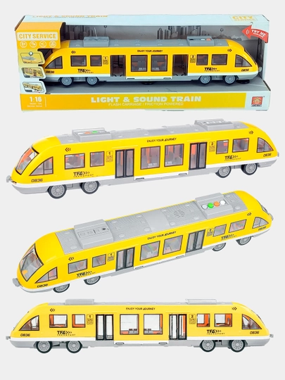 Игрушечный поезд City Service (желтый трамвай), свет/звук, 1:16 — ZTS-IGR000222