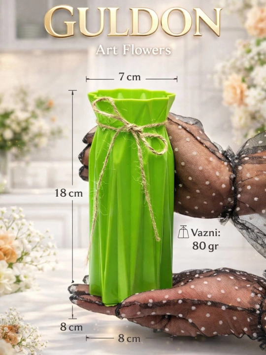 Tabiiy va sun’iy gullar uchun guldon vaza, plastik, kauchuk va plastmassa materiallardan