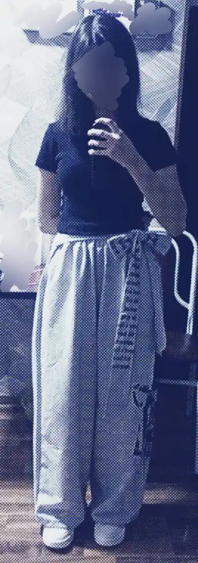Ayollar yozgi sport shimi, keng oversize shim, yozgi triko
