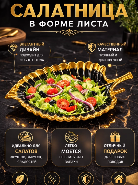 Barg shaklidagi salat idishi, salatnitsa, oshxona idishlari - 