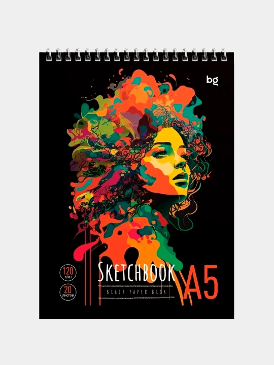 Sketchbuk 20 varaq, A5 BG "Stylish girl," taroqda, qora blok, 120g/m2 SA 520gr_58725 - 