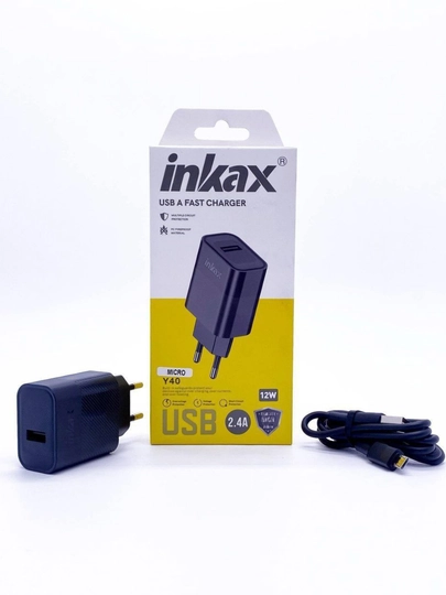 Зарядное устройство Inkax Y40 USB A Fast Charger, 12W, 2.4A, с кабелем Micro-USB