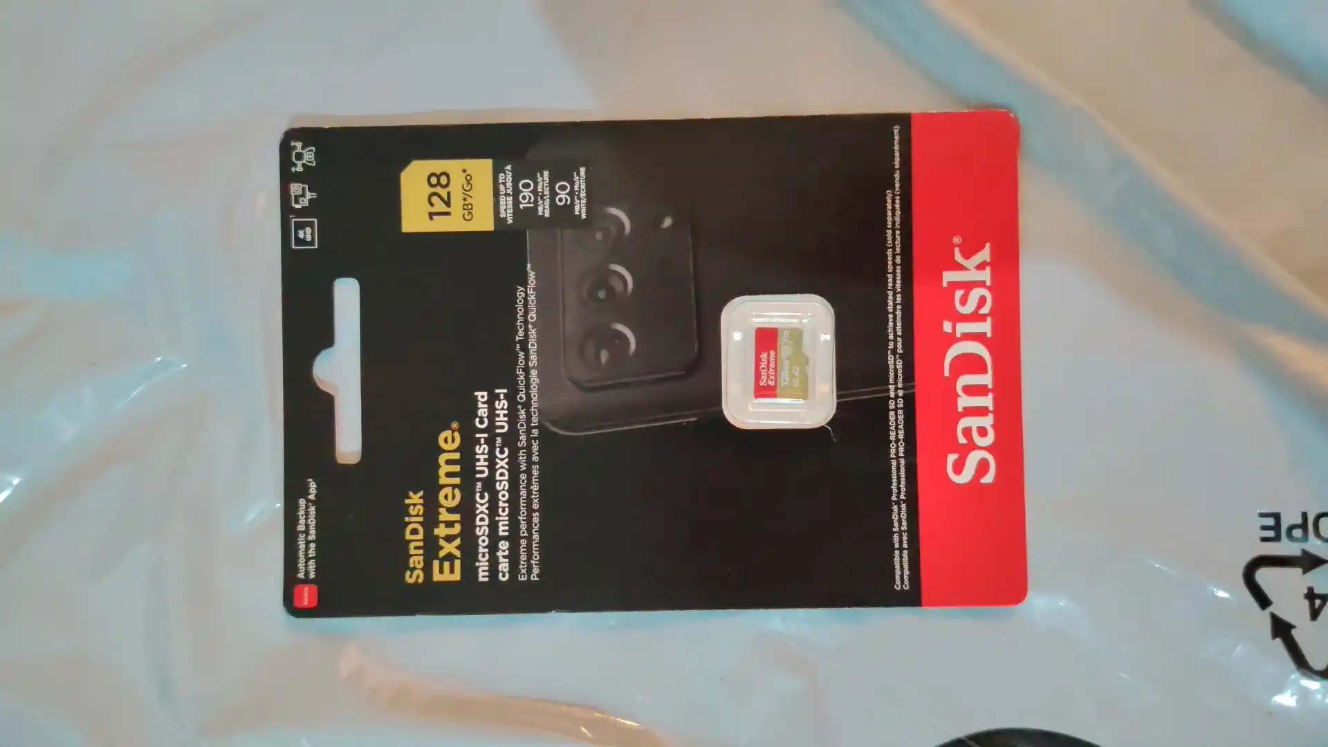 Sandisk Extreme microSDXC 128/256/512/1024GB xotira kartasi, 190Mbit/s A2, V30, 4K, U3 10c