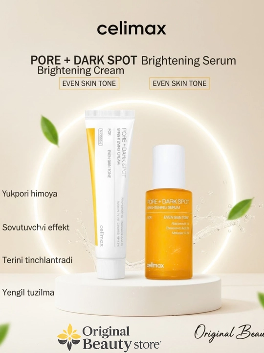 Celimax Pore + Dark Spot Brightening Serum & Cream - Dog‘larni kamaytiruvchi vosita