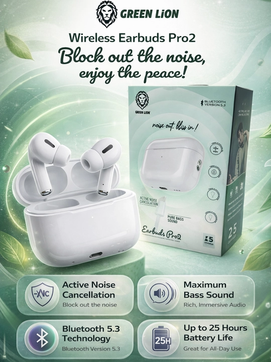 Беспроводные наушники Green Lion Earbuds Pro 2  ANC  BT 5.3 - 