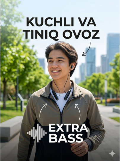 GH L7 Bluetooth Sport Quloqchin Bo‘yinga osiladigan Simsiz Naushnik, Mikrofon, Kuchli Bass