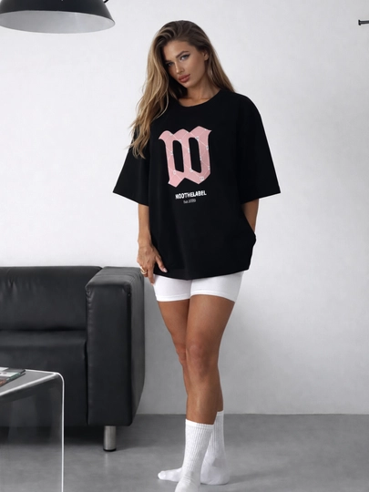 Женская футболка oversize с принтом, свободный крой, S–XL - 