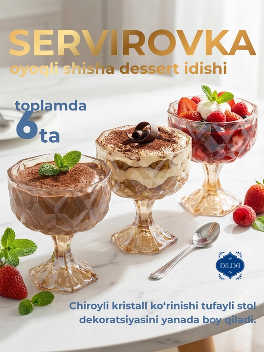 Martini va fujer to'plami, shishali, 6 dona, sharbat va shirinliklar uchun - 