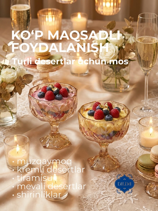 Martini va fujer to'plami, shishali, 6 dona, sharbat va shirinliklar uchun