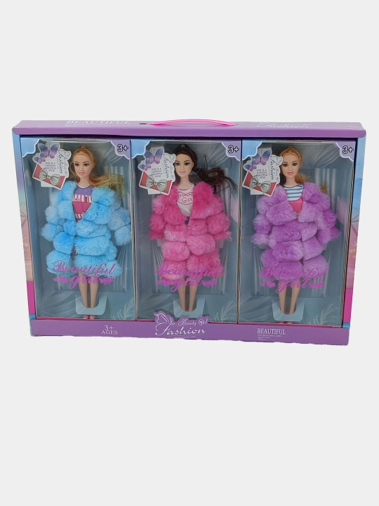 Kuklalar to'plami Beauty Girl Fashion, 3 kukla, mo'ynali kiyimlar, 3+ - 
