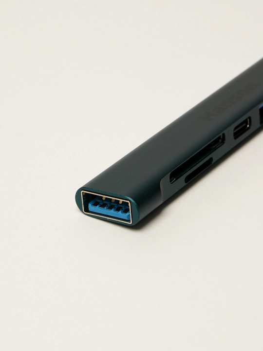 Hanson USB-C Hub 6-in-1 | USB 3.0, SD/TF, 5Gbps tezkor adapter