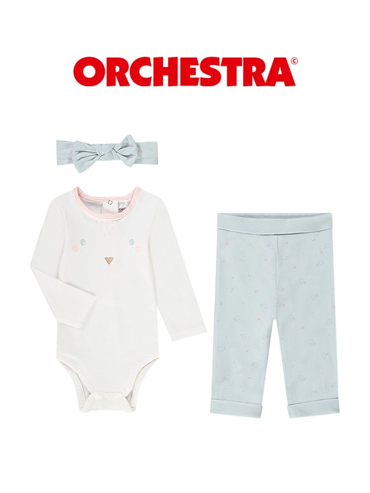 Bolalar kiyim to‘plami Orchestra, bodi, leggins va bosh bog‘ichi qizlar uchun - 
