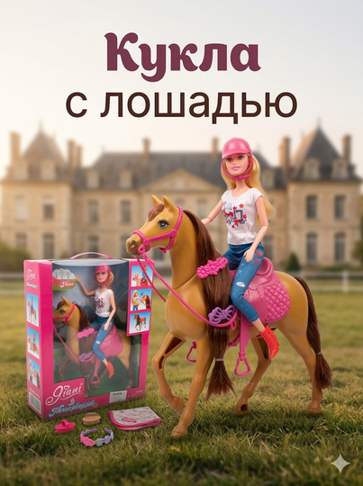 Кукла с лошадью и аксессуарами игровой набор для девочек шарнирная кукла-наездница с конем — LIONKID-OT