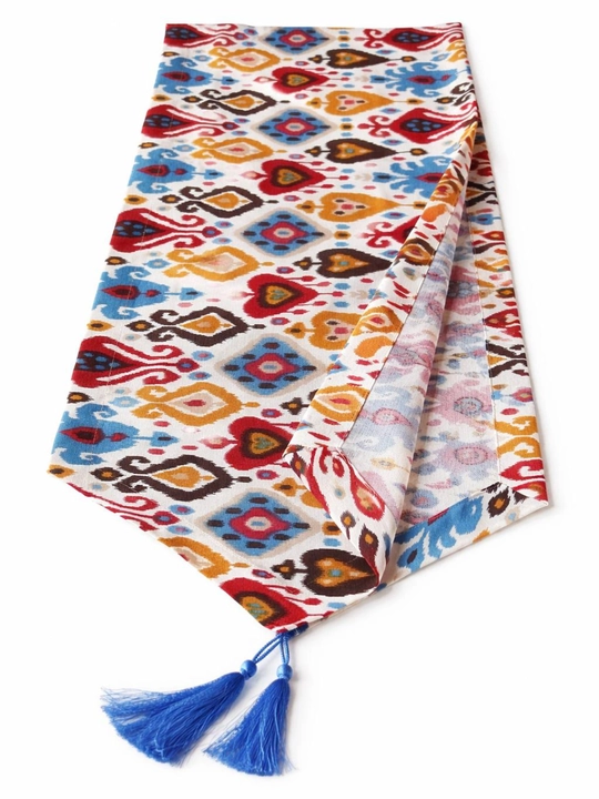 Milliy matodan dasturxon, stol uchun ranner va 6 ta likopcha, o‘lchami 40 x 180 sm