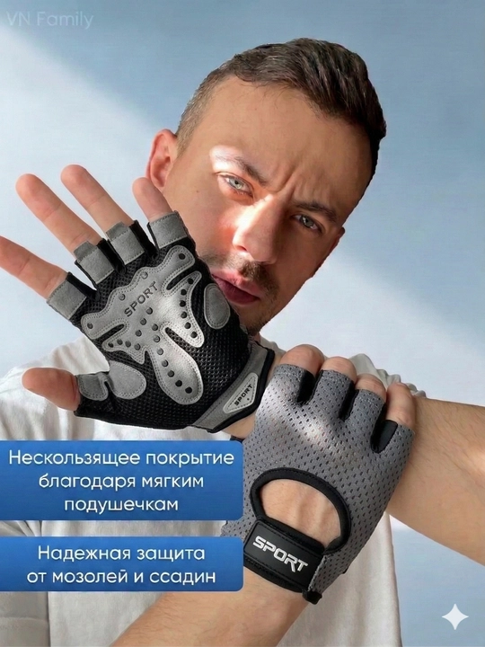Спортивные перчатки для фитнеса, полупальцевые