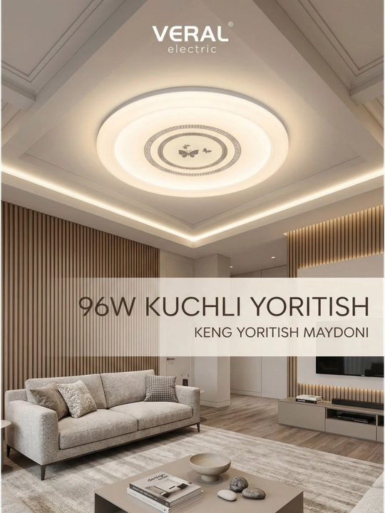 Yorug'lik diodli qandil, 96 Vt plafon, shift yoritgichi, 50 sm  yotoqxona va oshxona uchun