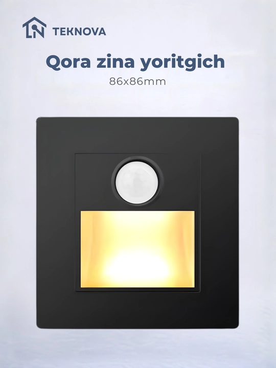 Aqlli zinapoya LED yoritgichi, harakat sensori bilan, 86×86 mm, 5 rang, avtomatik yoqilish