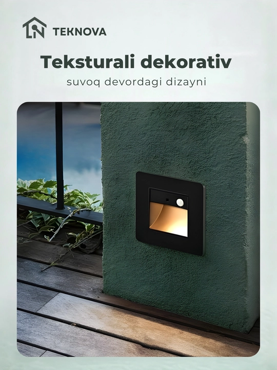 Aqlli zinapoya LED yoritgichi, harakat sensori bilan, 86×86 mm, 5 rang, avtomatik yoqilish