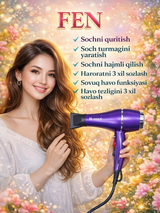 Professional soch qurutgich B max BM-1805 model, quritish va uslublash uchun - 