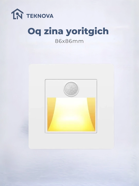 Aqlli zinapoya LED yoritgichi, harakat sensori bilan, 86×86 mm, 5 rang, avtomatik yoqilish