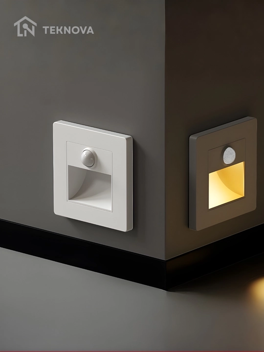 Aqlli zinapoya LED yoritgichi, harakat sensori bilan, 86×86 mm, 5 rang, avtomatik yoqilish