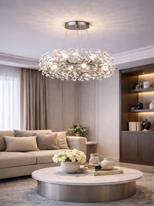 "ODUVANCHIK" BILLUR QANDIROG‘I Ø 60/80 SM 11/20 LAMPA OLTIN / KUMUSH RANGLI, NAFIS DIZAYNLI