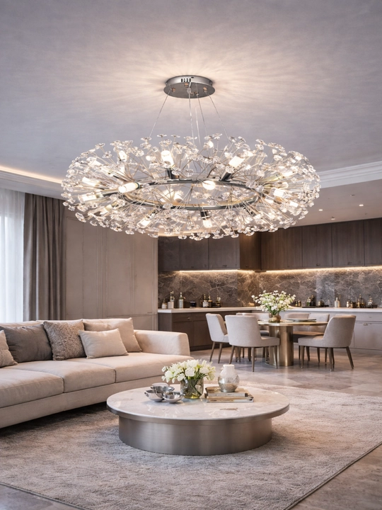 "ODUVANCHIK" BILLUR QANDIROG‘I Ø 60/80 SM 11/20 LAMPA OLTIN / KUMUSH RANGLI, NAFIS DIZAYNLI