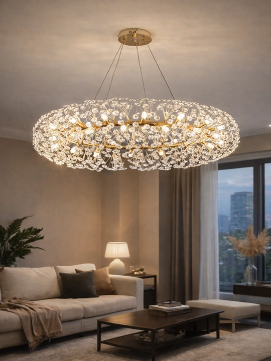 "ODUVANCHIK" BILLUR QANDIROG‘I Ø 60/80 SM 11/20 LAMPA OLTIN / KUMUSH RANGLI, NAFIS DIZAYNLI