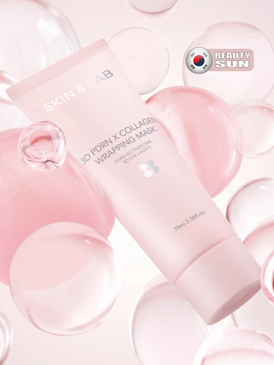 Yorqin teri uchun PDRN plyonkali niqob, Skin&Lab, 3D PDRN Collagen Wrapping Mask, 70 ml
