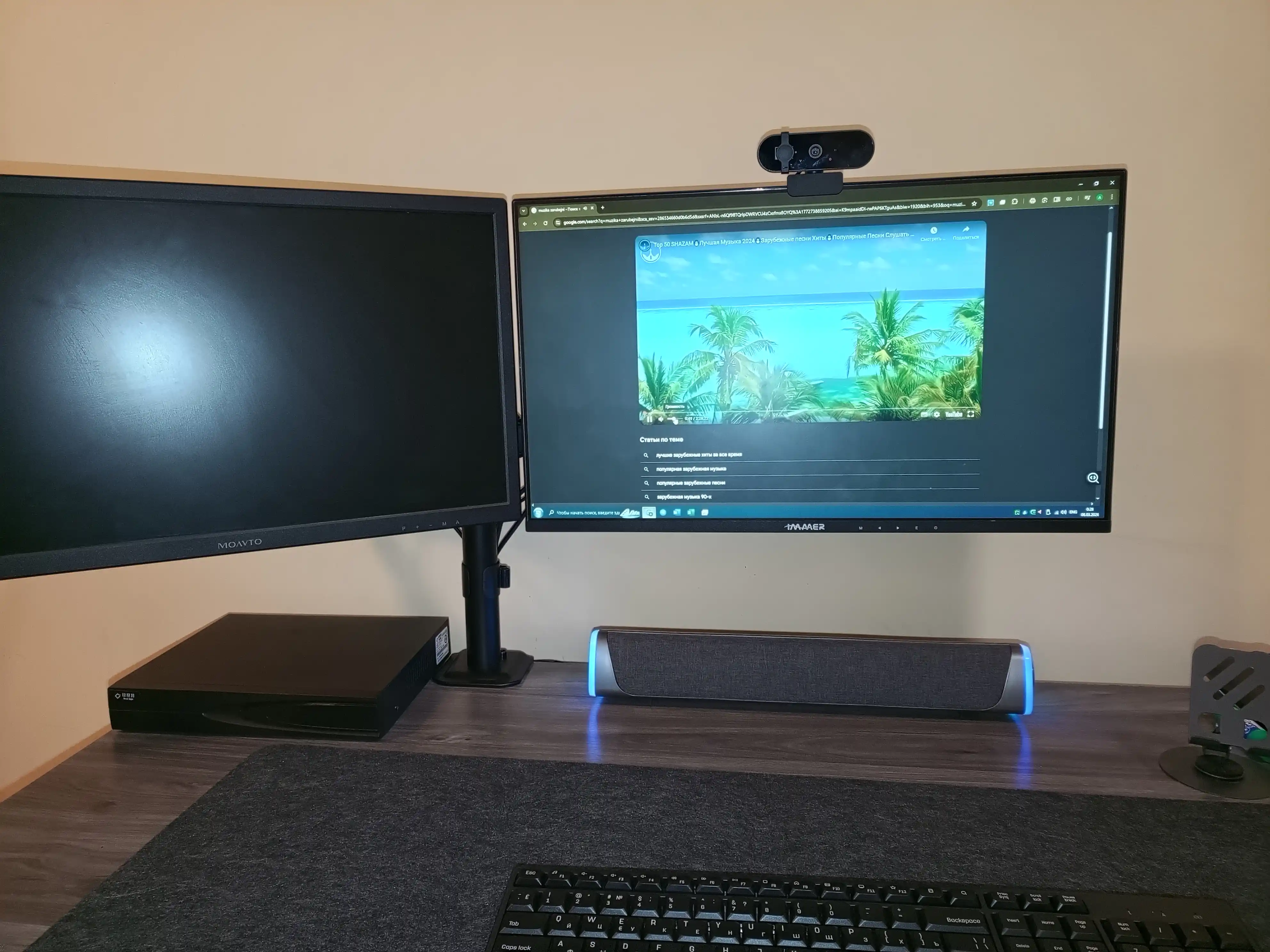 Кронштейн для двух мониторов, настольный, тип FL-dm001db, 13"-32"
