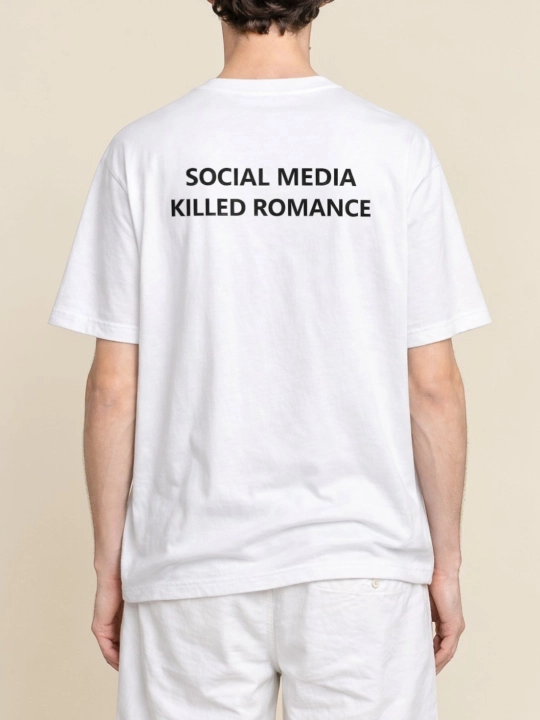 Футболка с текстом Social Media Killed Romance, мужская, женская, с принтом y2k, оверсайз - 