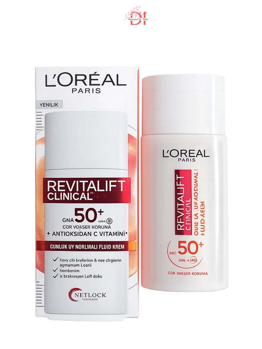 Qarishga qarshi L’Oreal Paris Revitalift kunduzgi flyuid-kremi, C vitamini bilan, terini yaltiratadi
