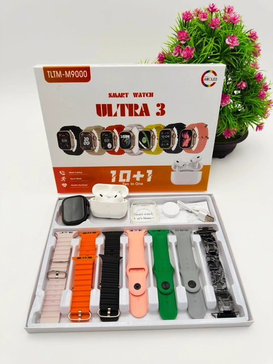 Smart Watch Ultra и Smart Watch 10, наушники Pods 2, ремешки 8–10 штук