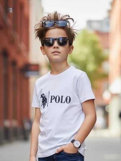 Производство Турция , Футболка POLO бренд для мальчиков, для детей 3–12 лет — IKBRAND-INZPLFUT-БЕЛЫЙ-140