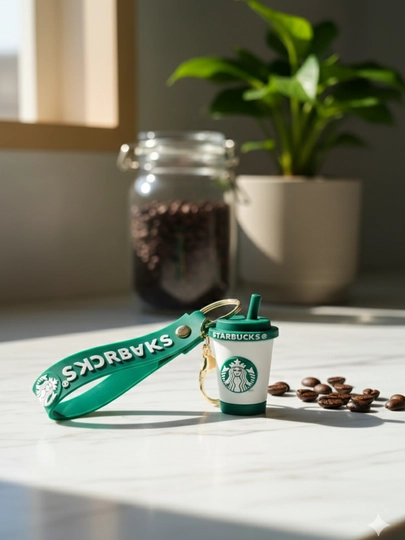 Стильный и милый брелок Starbucks  — идеальный аксессуар для любителей кофе — GIFTS24-STARBUCKS-БЕЛЫЙ