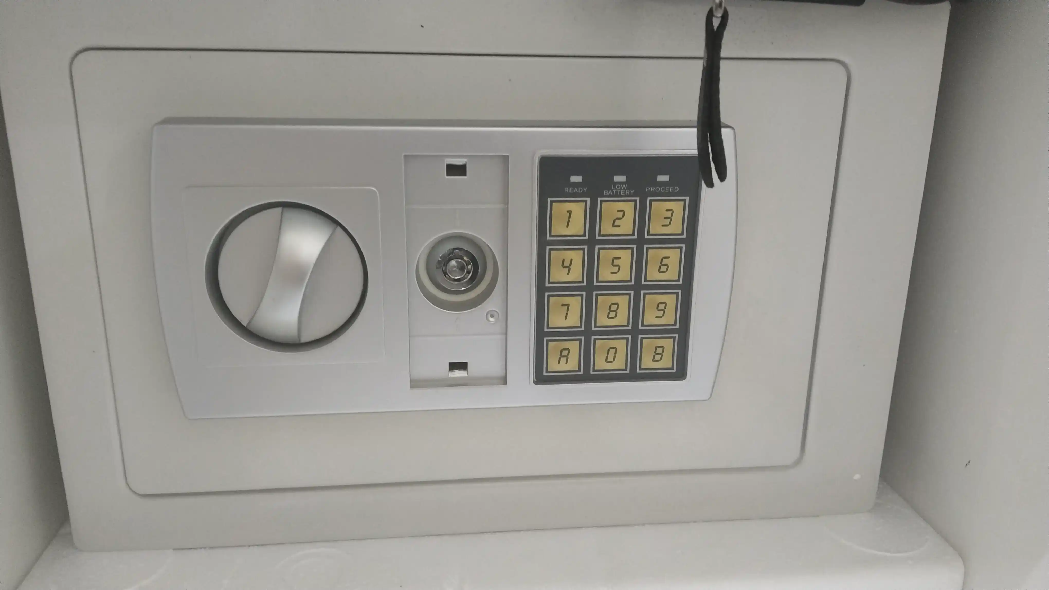 Elektron kod va kalitli seyf, 31x20x20 sm, metall, uy va ofis uchun