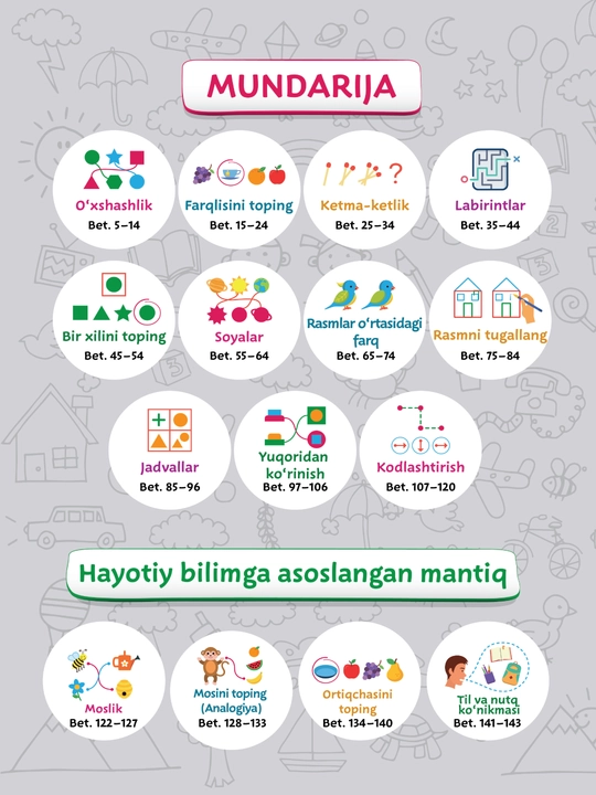 "Diqqat va aql" 4-5 yosh, Bog'cha yoshidagi bolalar uchun