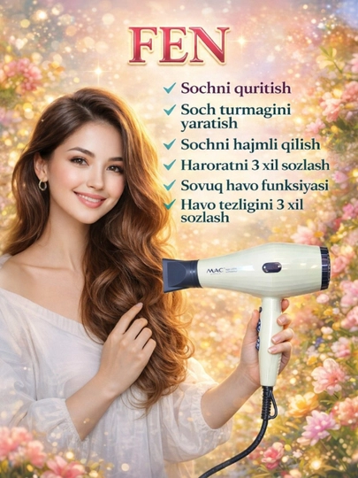 Профессиональный фен MAC styler MC-812 model для сушки и укладки волос — ELAZIZ-MCC812