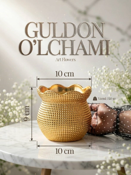 Tabiiy va sun’iy gullar uchun guldon vaza, plastik, kauchuk va plastmassa materiallardan